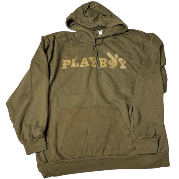 PLAYBOY Brown Hoodie sweatshirt  with Iconic Logo - Picture 1 of 6